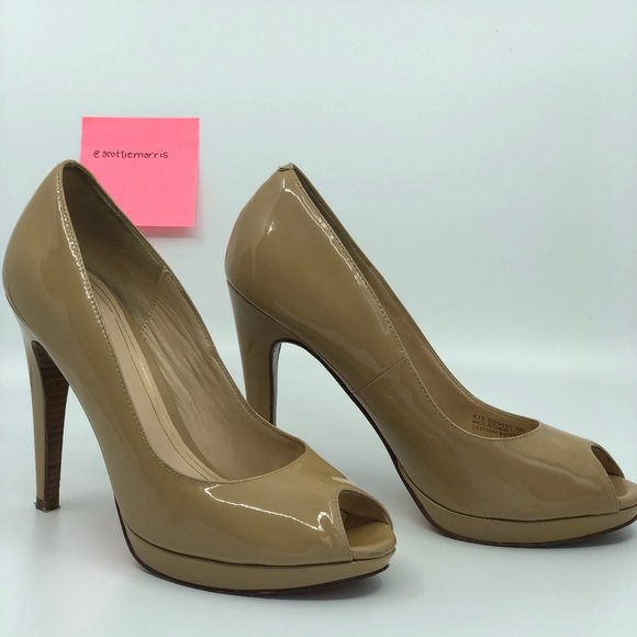 Nude patent Cole Haan peep-toe pumps - Picture 1 of 3